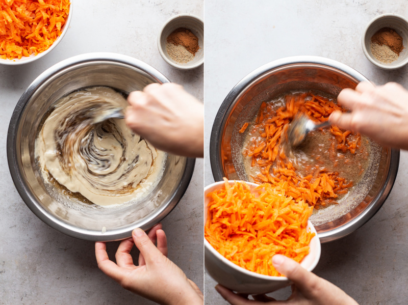 vegan carrot cupcakes making