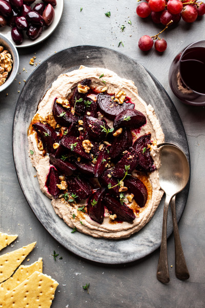 vegan cauliflower mash balsamic beetroots