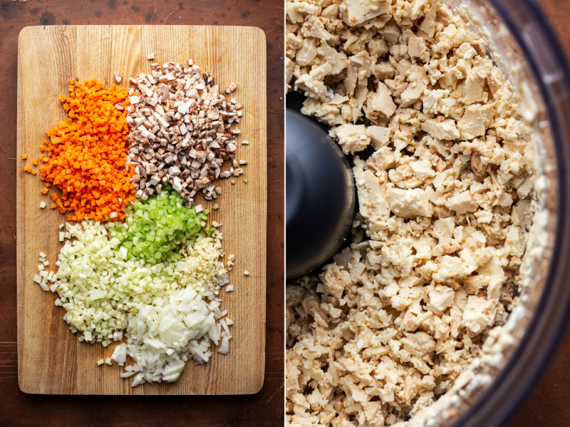 mushroom bolognese chopped ingredients