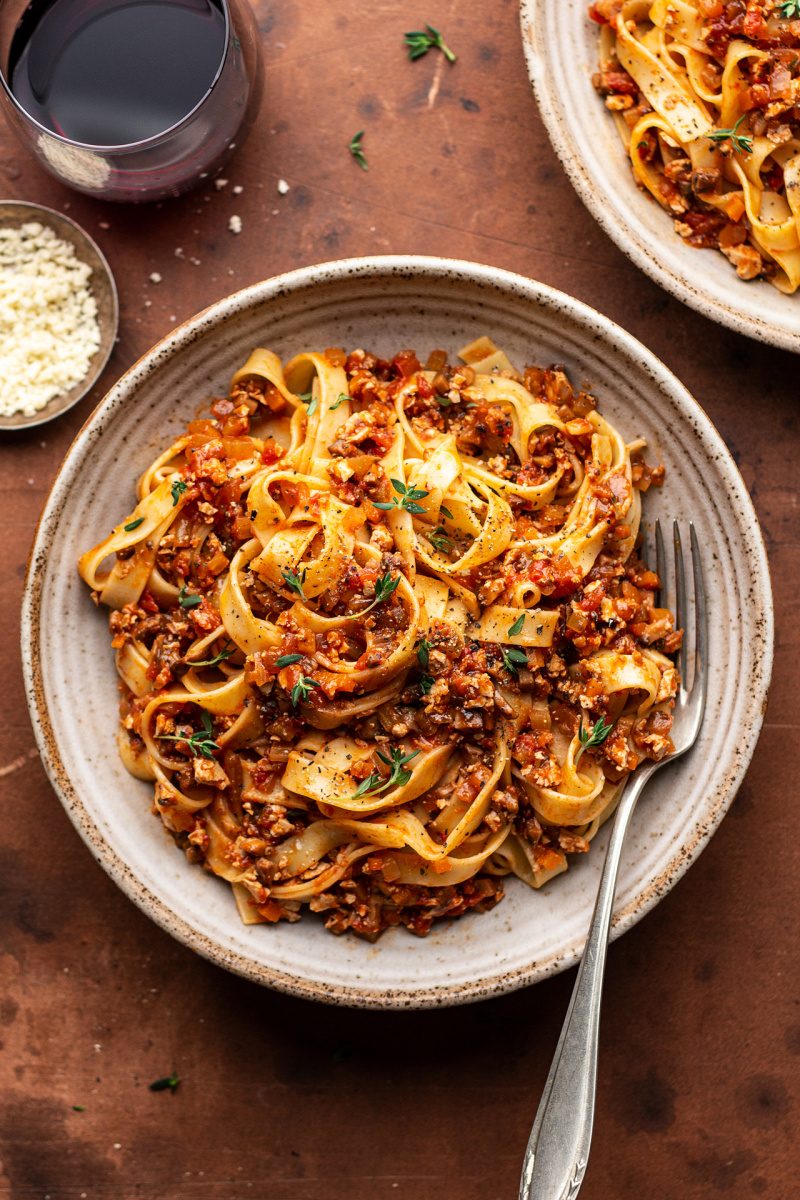 mushroom bolognese portion