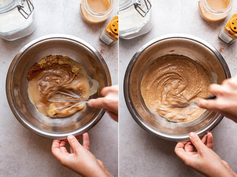 vegan apple pancakes process