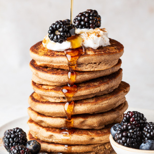 vegan apple pancakes stack