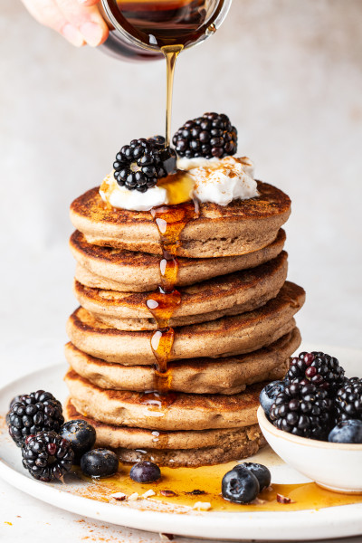 vegan apple pancakes stack