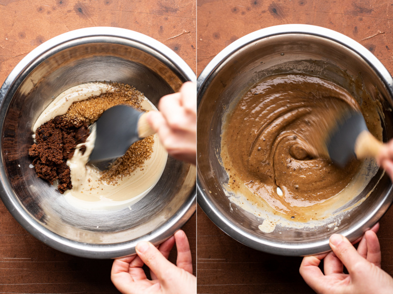 vegan flourless tahini cookies making