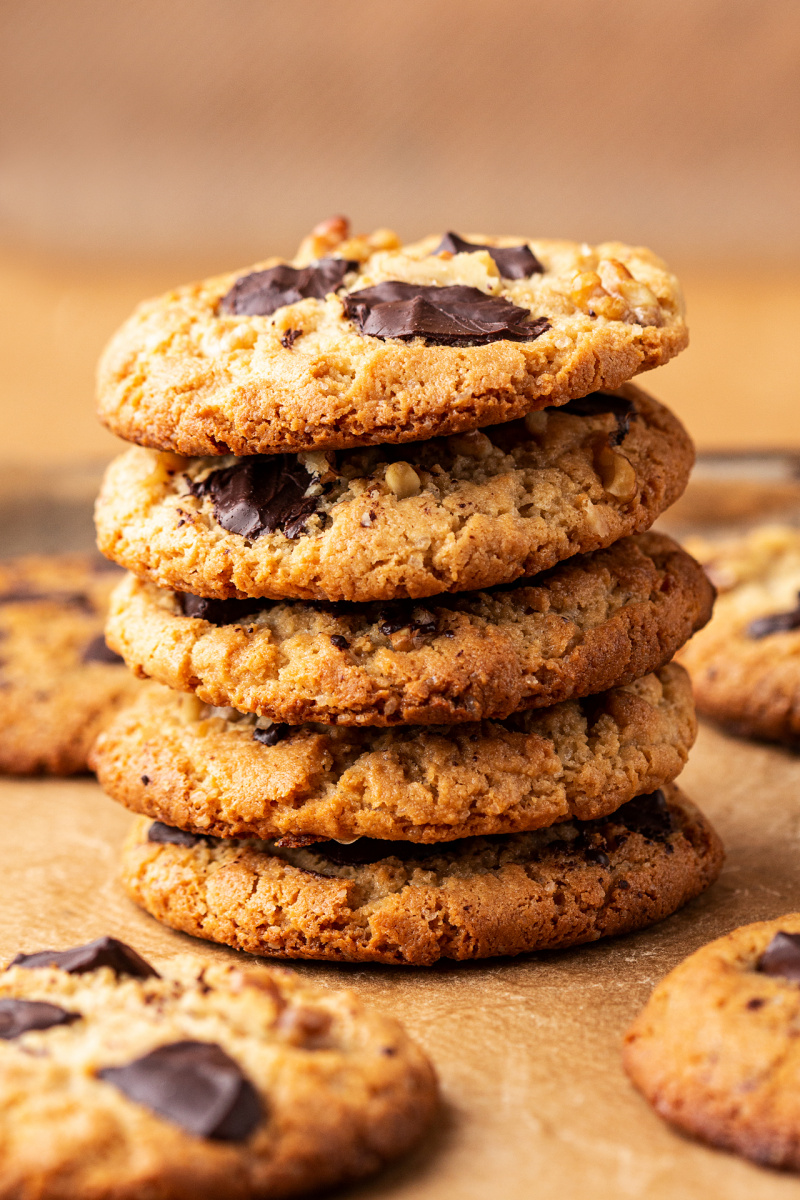 Vegan tahini cookies with chocolate and walnuts - Lazy Cat Kitchen