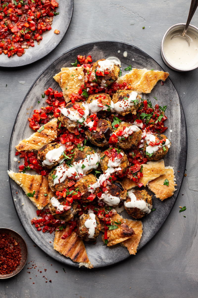 vegan meatball platter