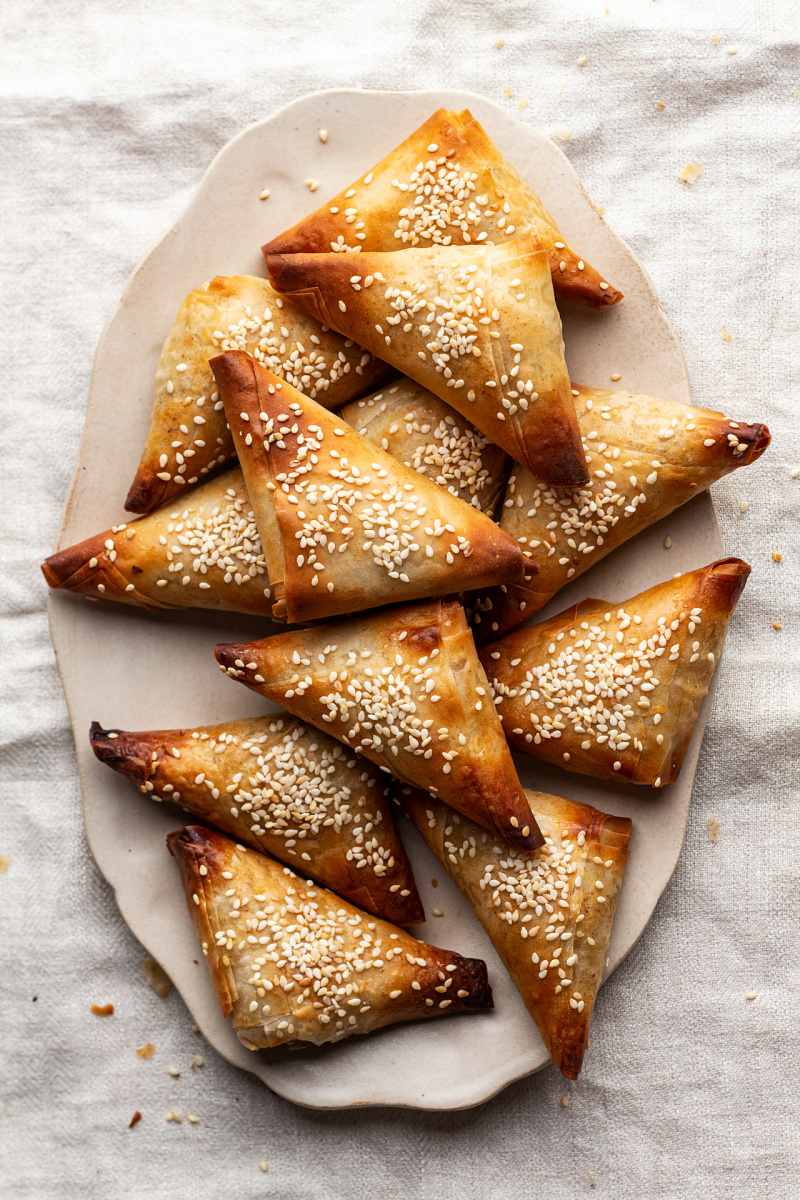 pumpkin phyllo triangles plate