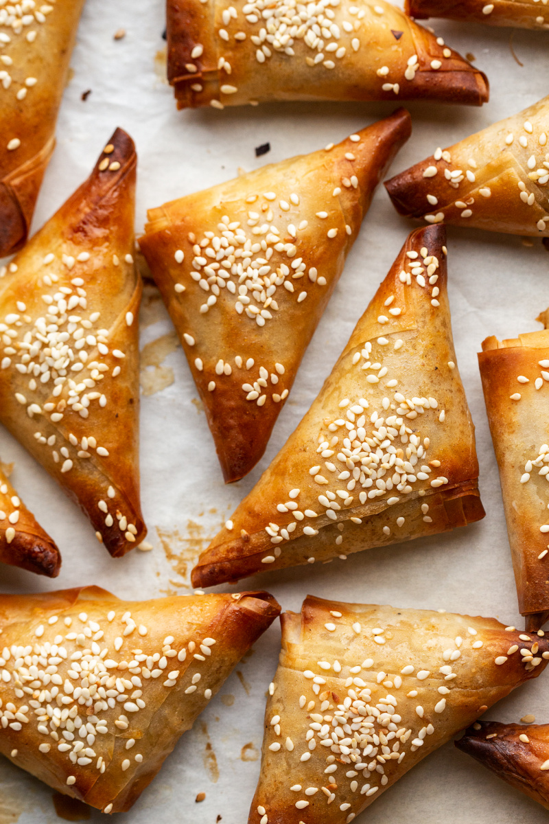 pumpkin phyllo triangles tray