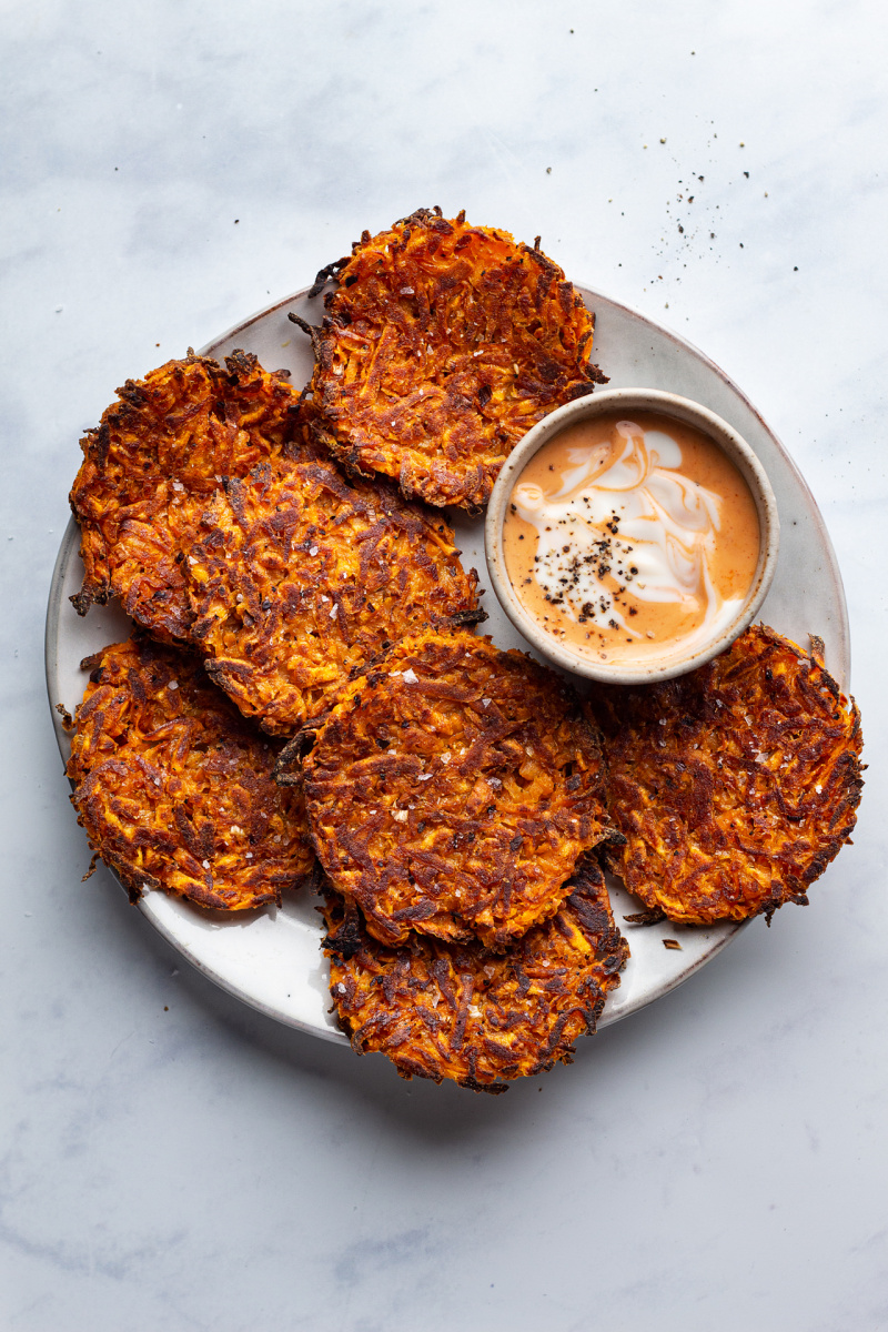 sweet potato hash browns plate