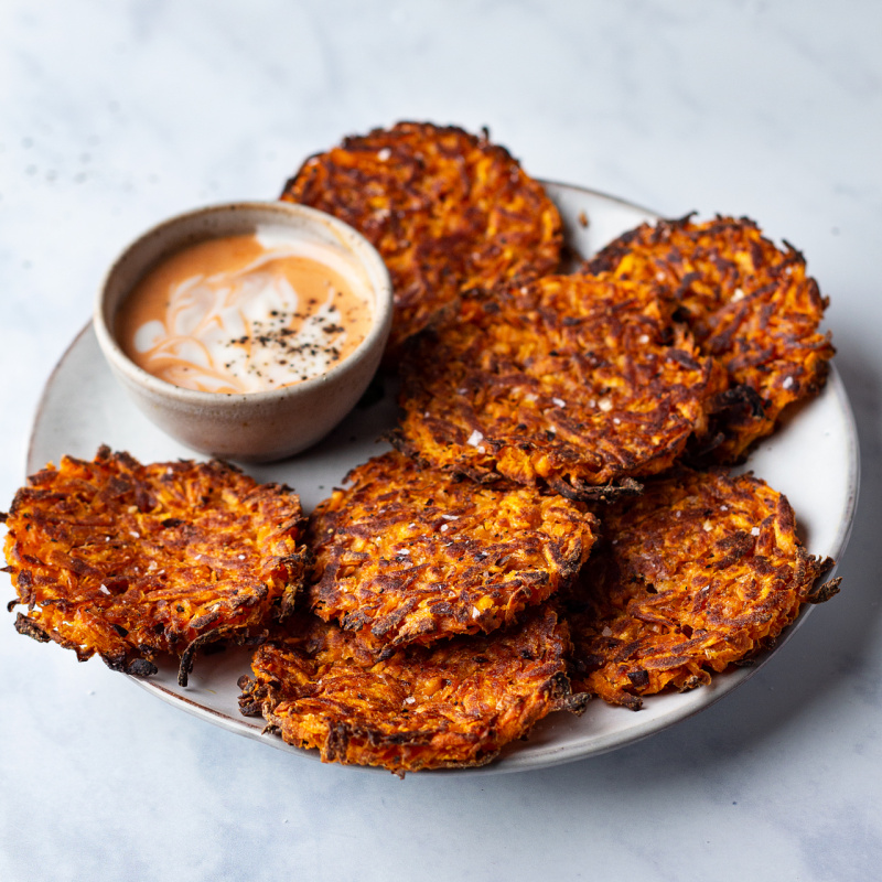 Baked vegan sweet potato hash browns - Lazy Cat Kitchen