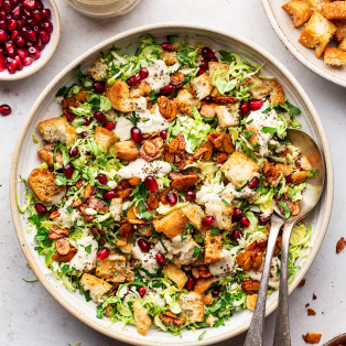 vegan Brussels sprouts Caesar salad