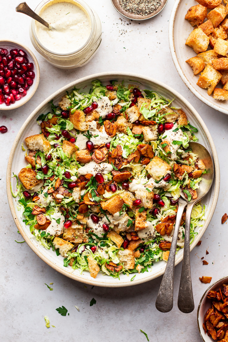 vegan Brussels sprouts Caesar salad