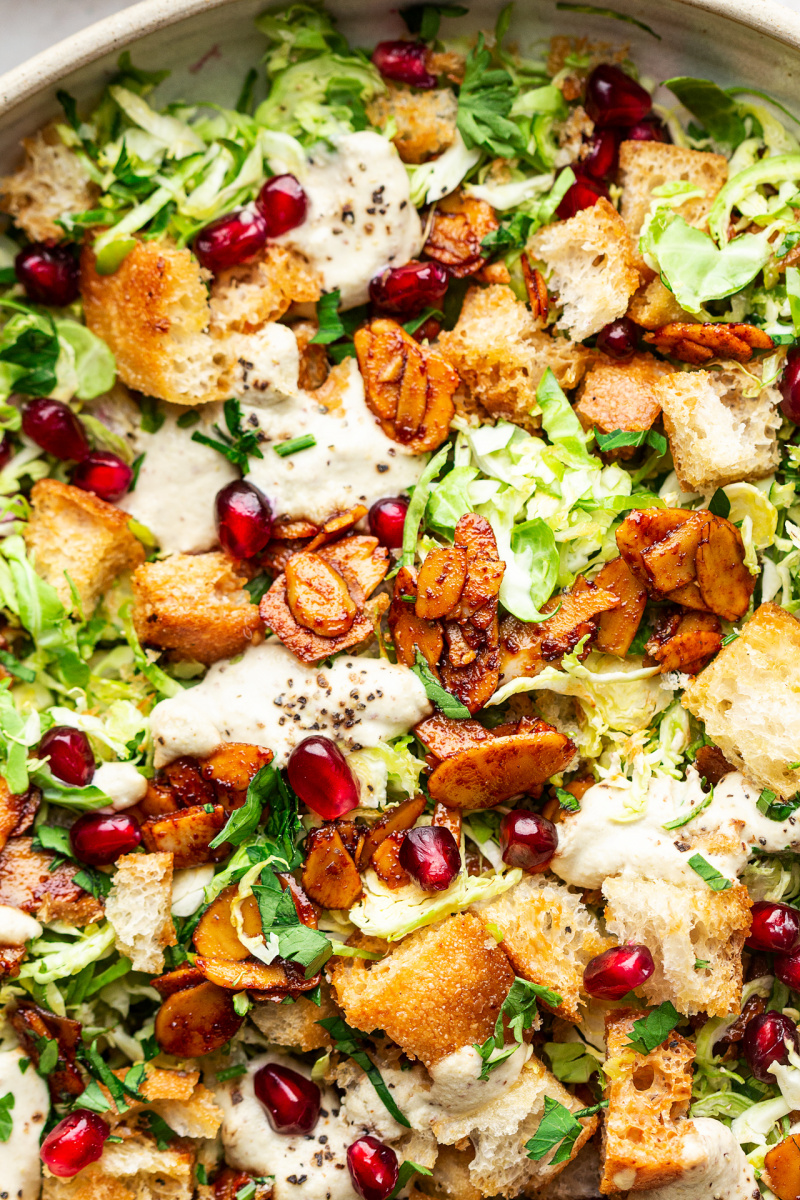 vegan Brussels sprouts Caesar salad macro