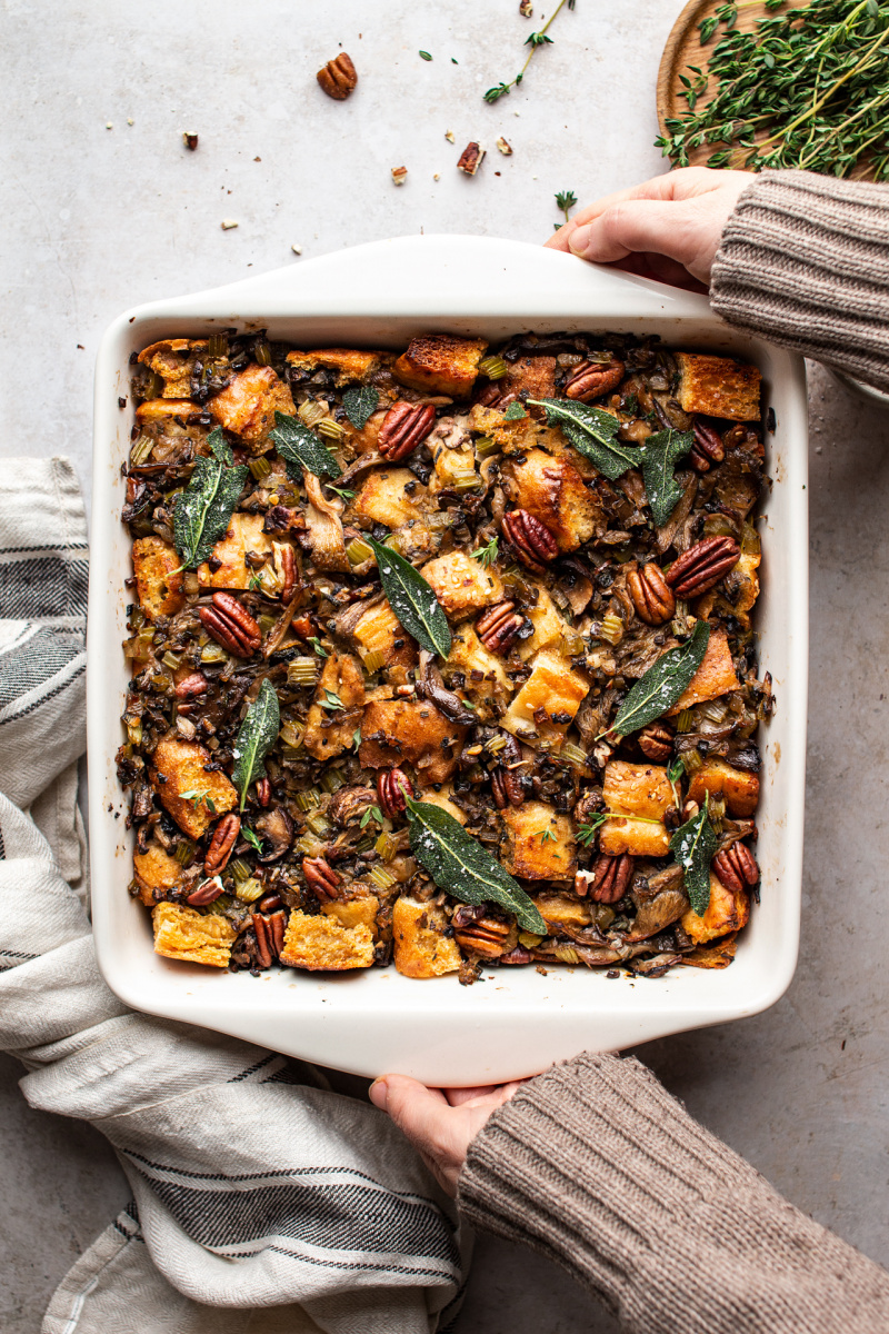 vegan mushroom stuffing baked