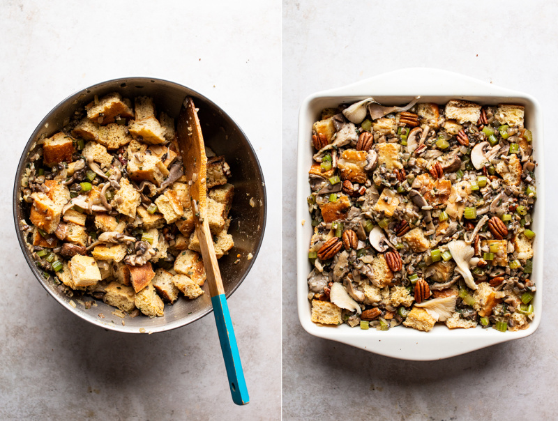 vegan mushroom stuffing making