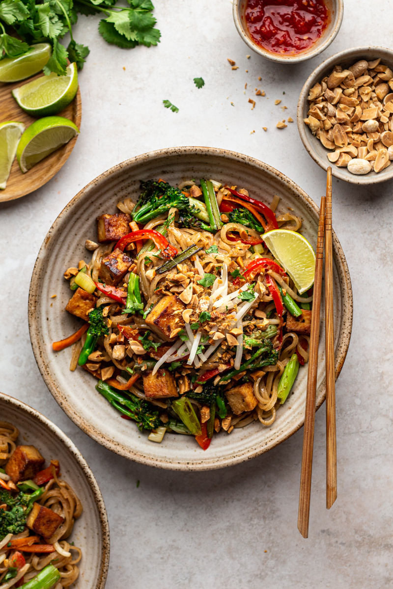 healthier vegan pad thai lunch bowl