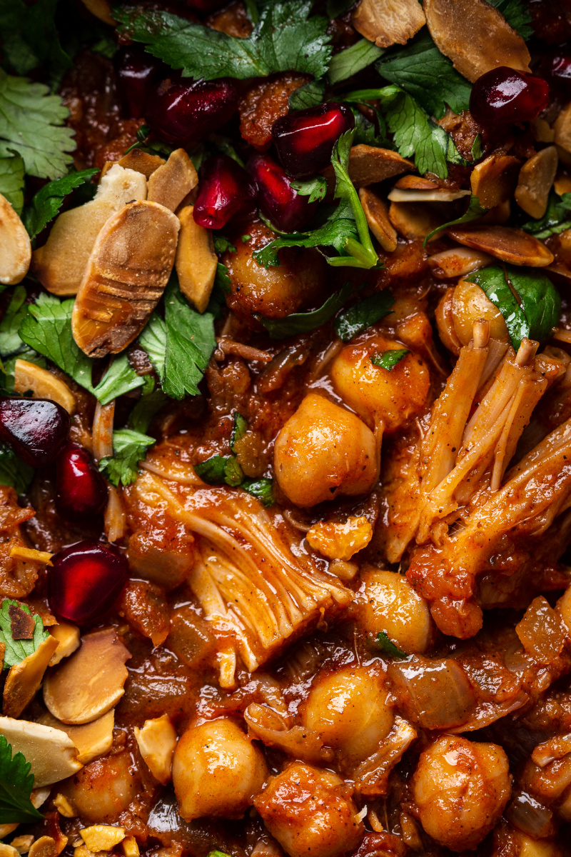 vegan jackfruit tagine close up