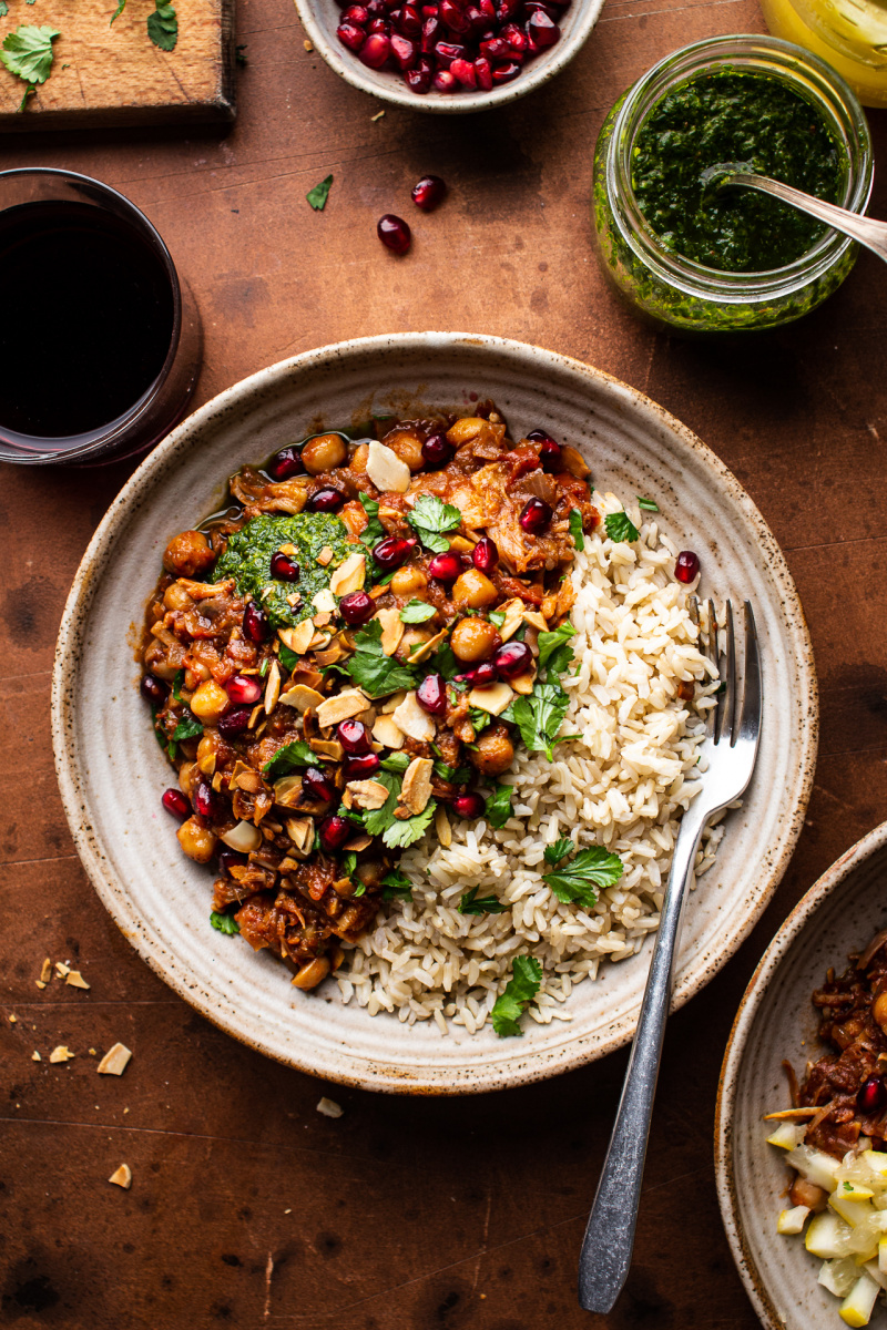 vegan jackfruit tagine plate