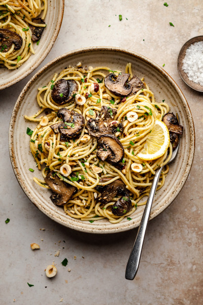 Vegan Creamy Miso Pasta with Caramelized Mushrooms - Rabbit and Wolves