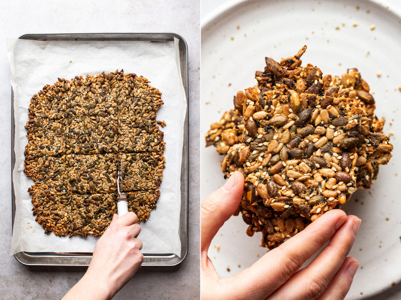 vegan multiseed crackers baked