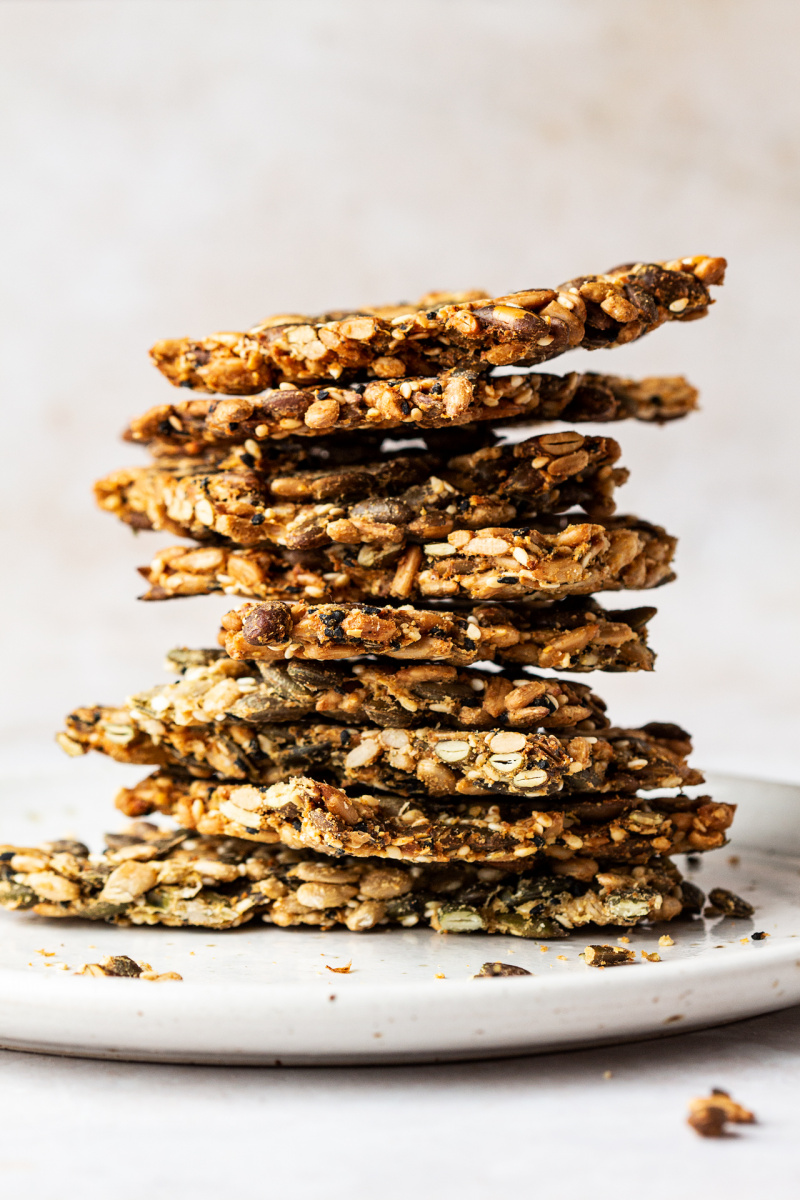 vegan multiseed crackers stack