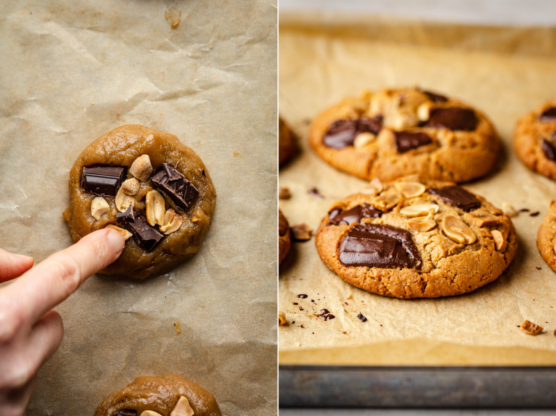 vegan peanut butter cookies before after