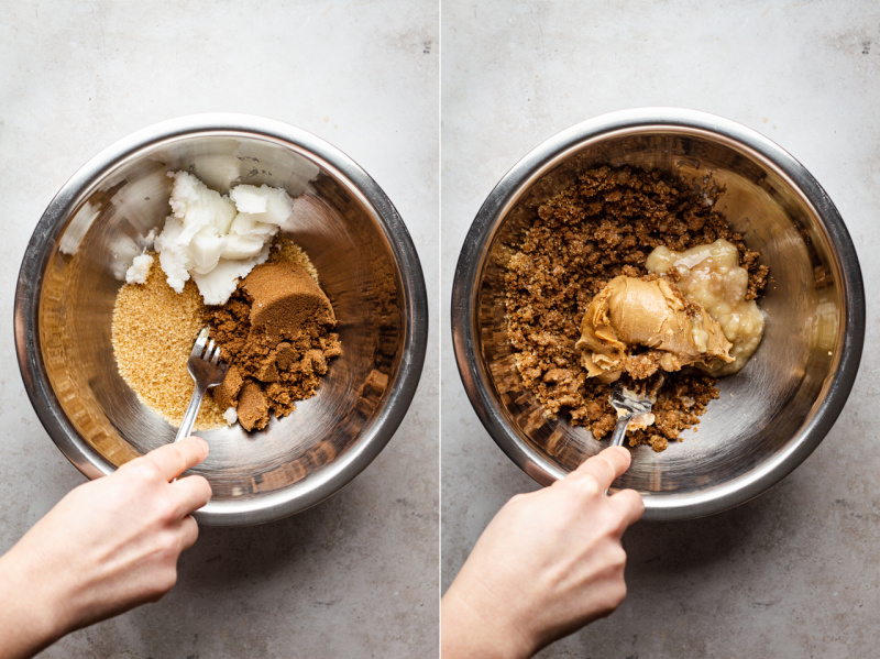 vegan peanut butter cookies making