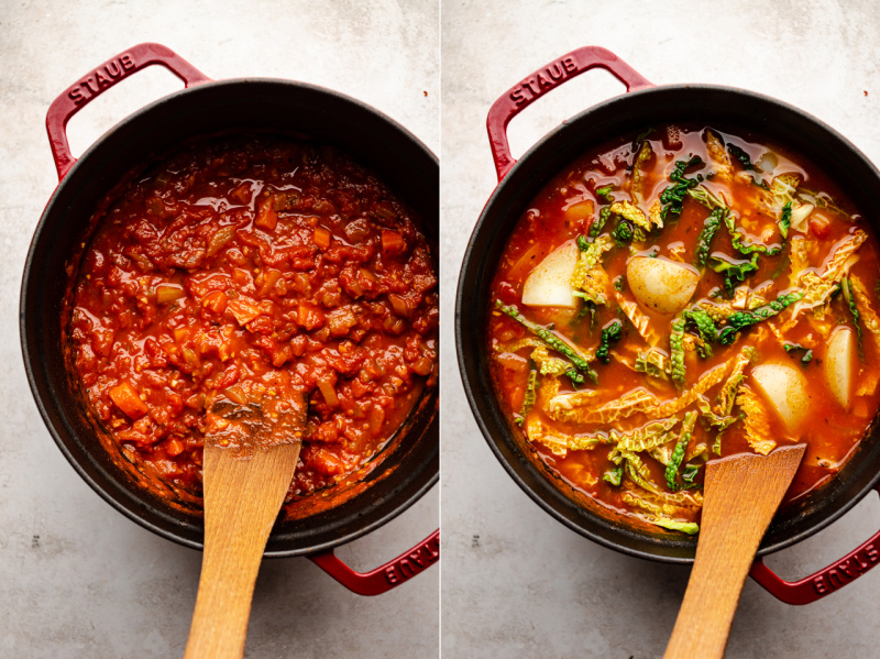 vegan vegetable soup before after