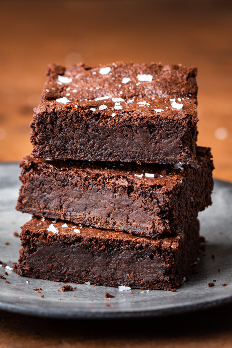 easy eggless brownies stack
