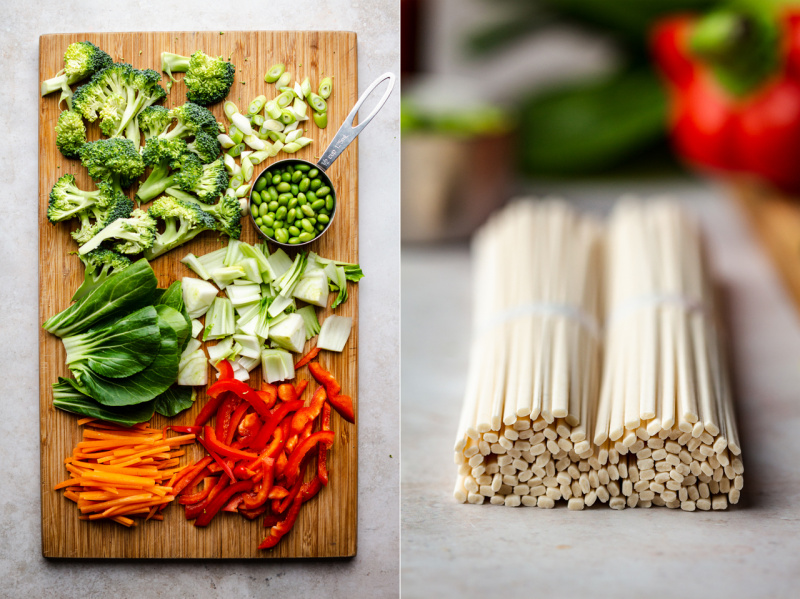 vegan satay noodles ingredients cut noodles