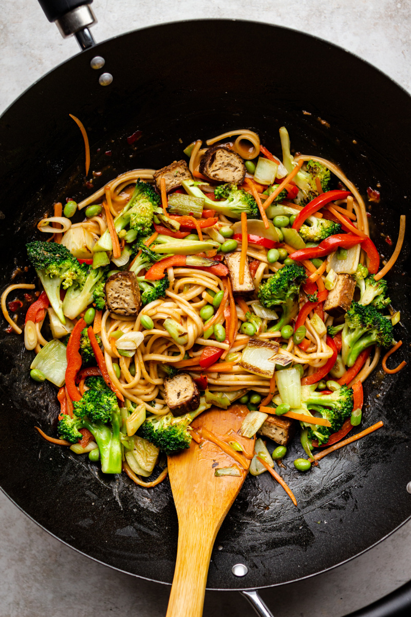 vegan satay noodles wok