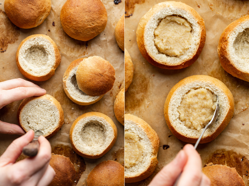 vegan semla baked buns filling