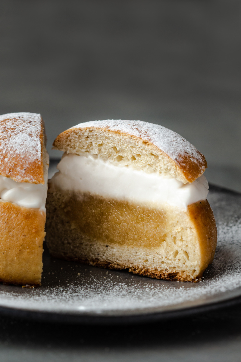 vegan semla buns crosssection