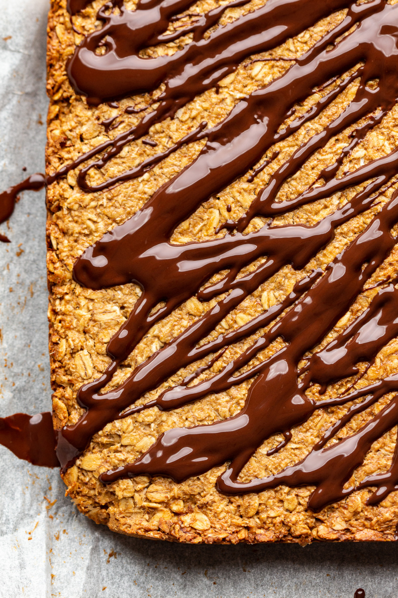 healthier vegan flapjacks drizzled