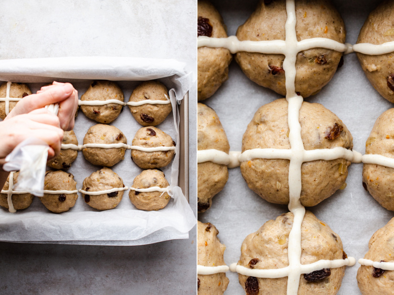 vegan hot X buns decorating