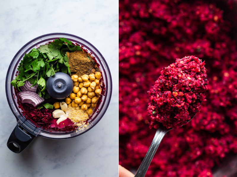 baked beet falafels mixture