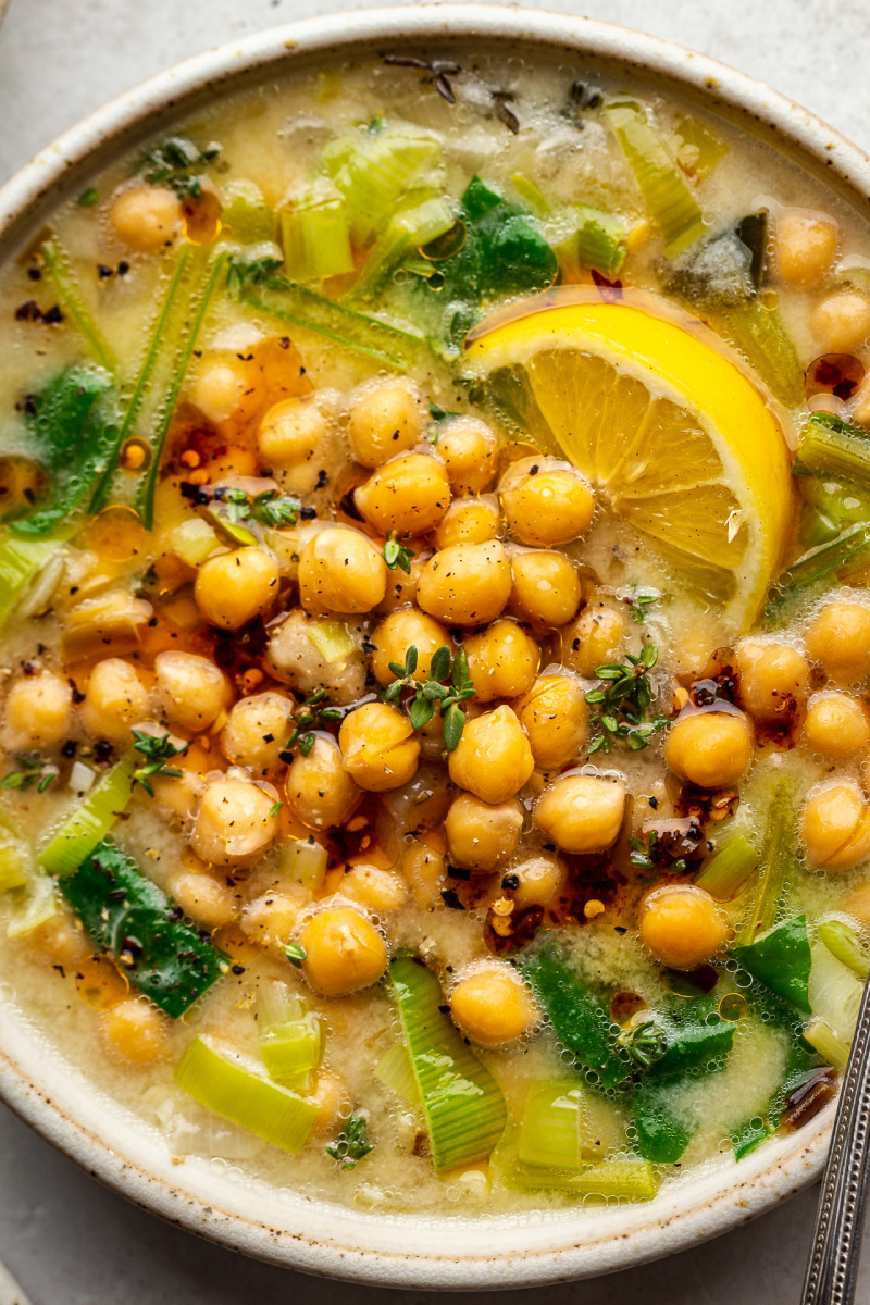 greek-inspired chickpea stew close up