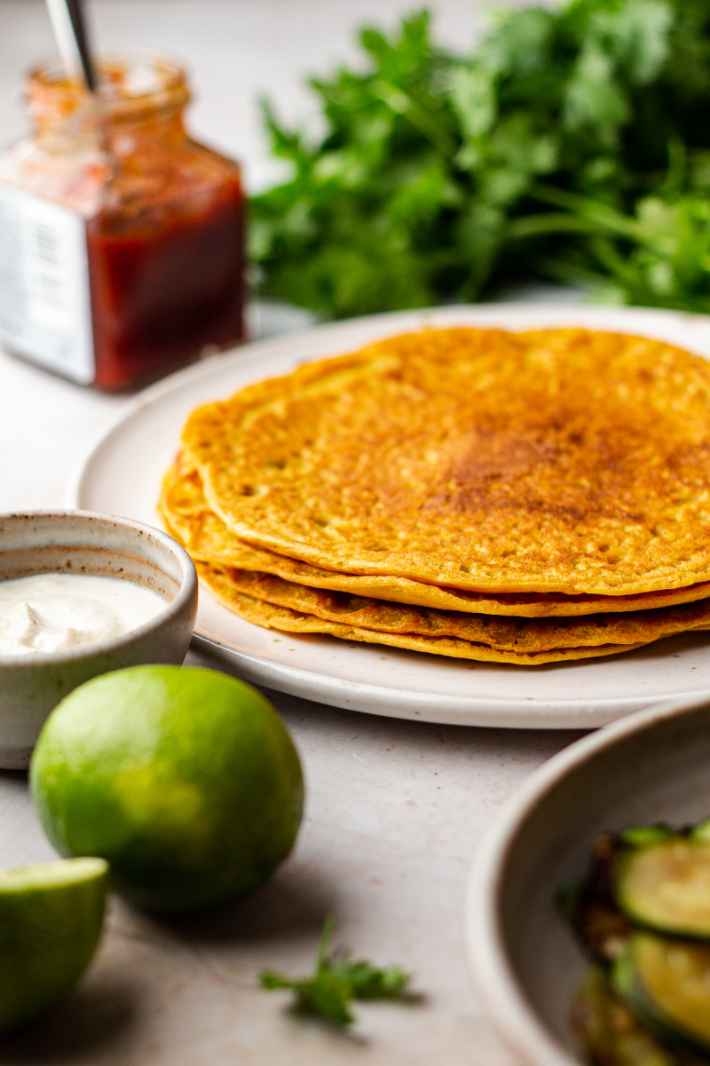 red lentil pancakes stack