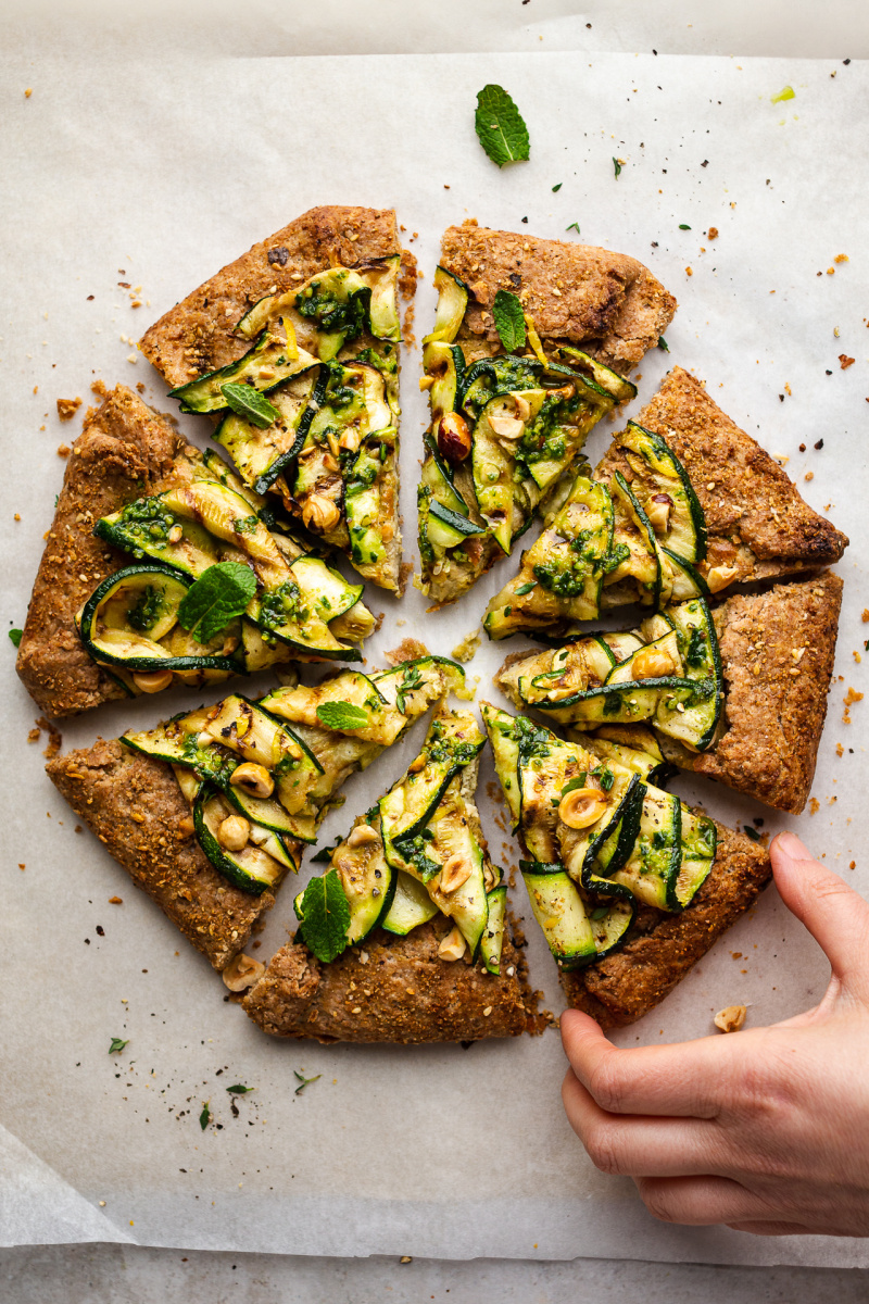 vegan zucchini galette cut