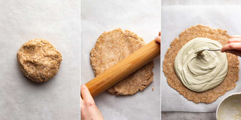 vegan zucchini galette rolling