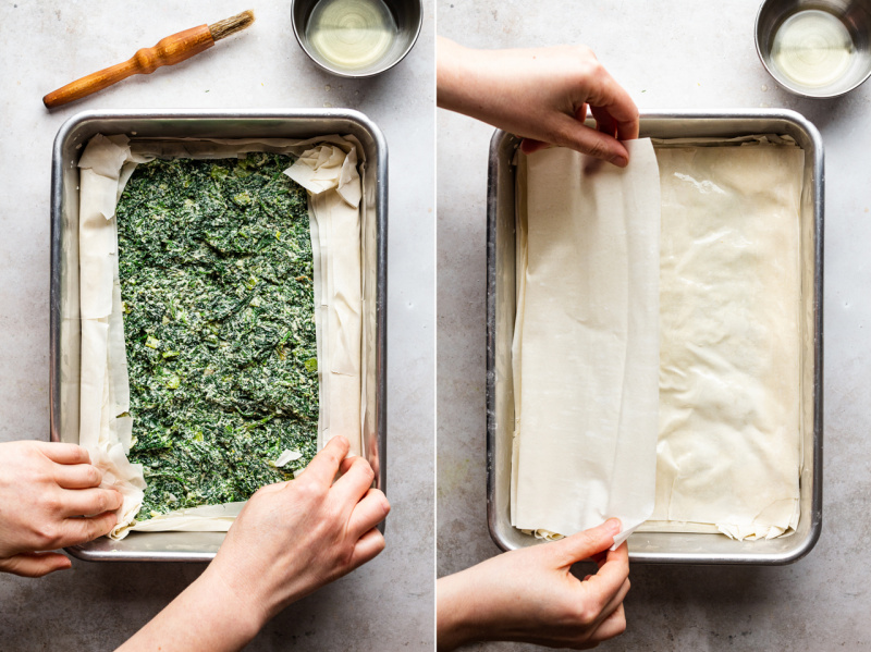 easy vegan spanakopita layering pastry