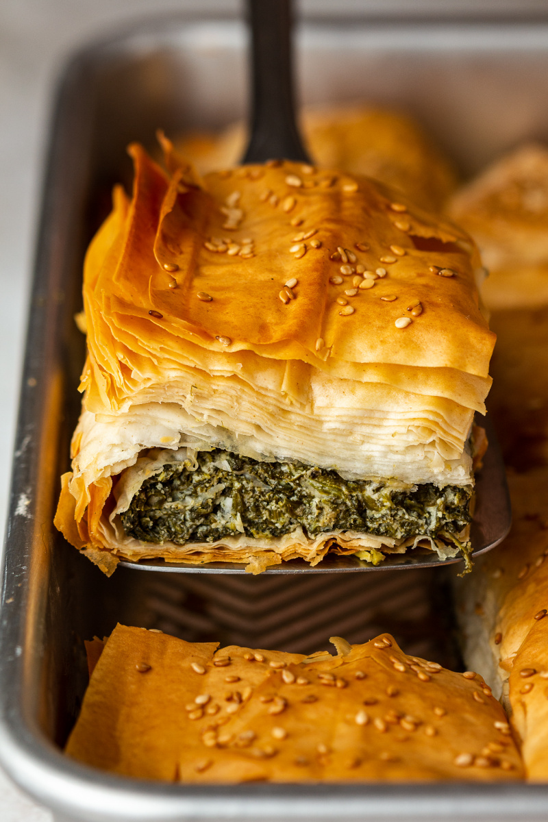 easy vegan spanakopita slice out