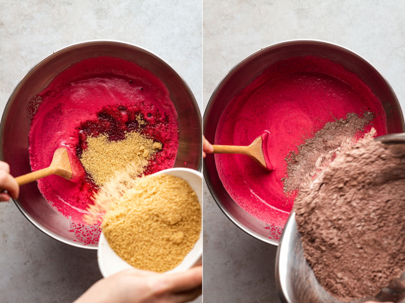 vegan beetroot cake making