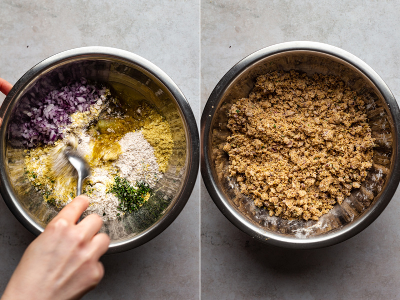 vegan spelt crackers mixing