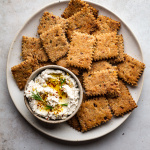 Vegan spelt crackers with onion and rosemary-image