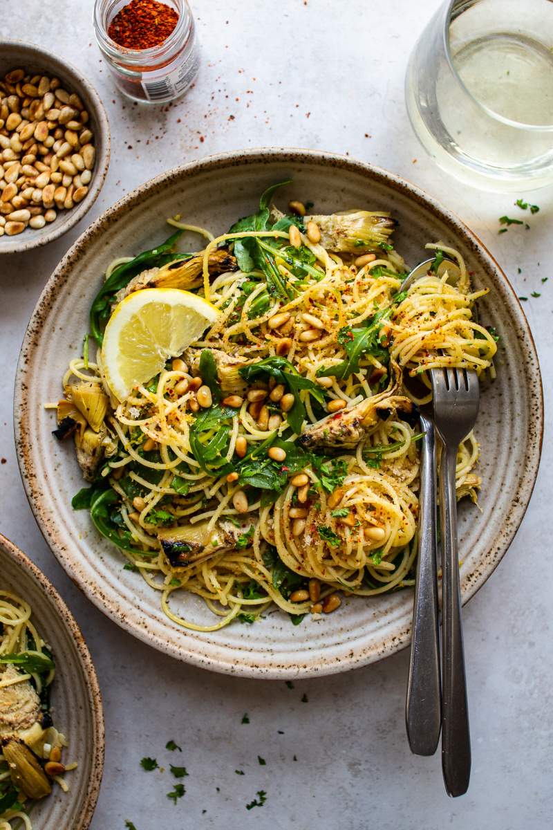 vegan artichoke pasta less yellow