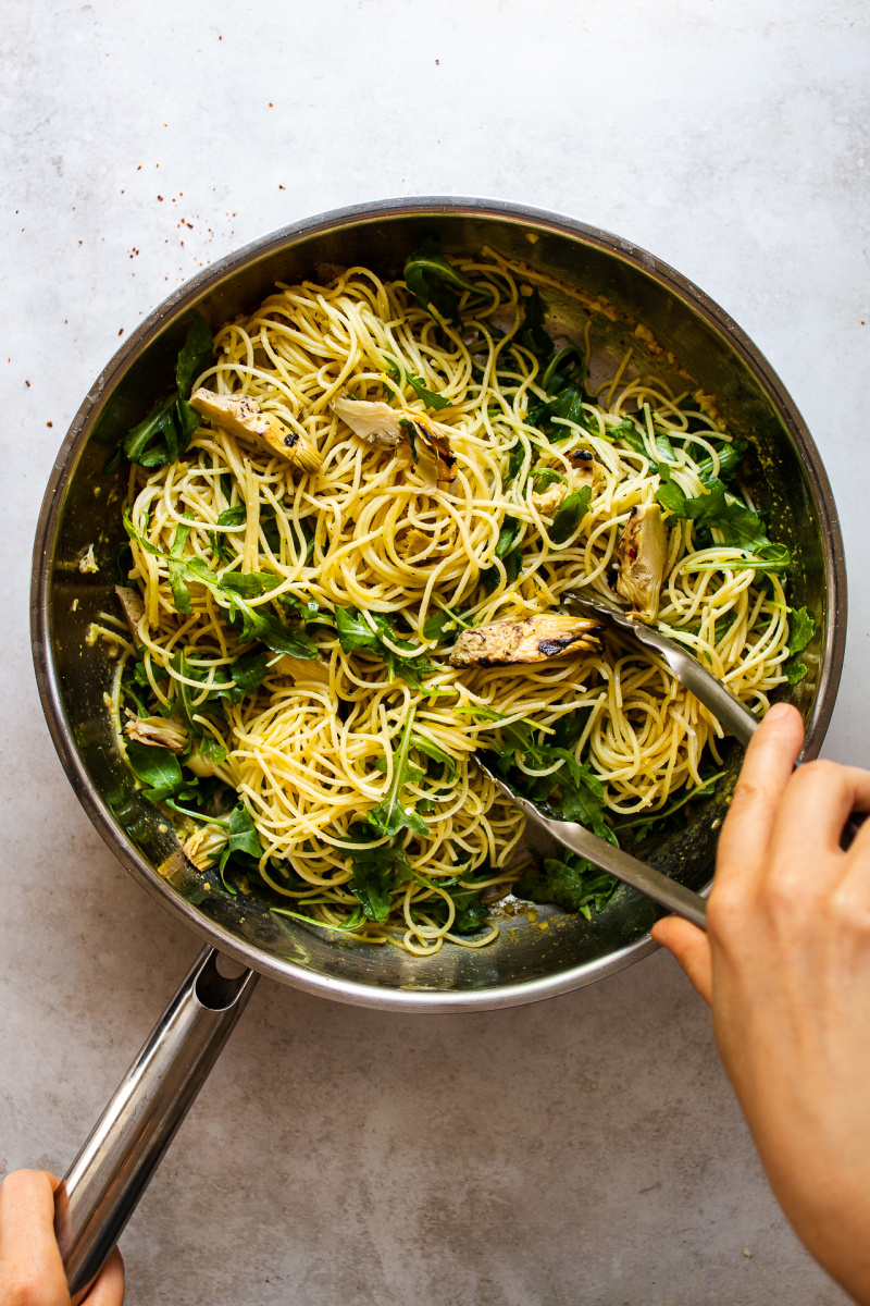 Vegan Bagna Cauda Pasta with Artichokes - Laura's Vegan Table