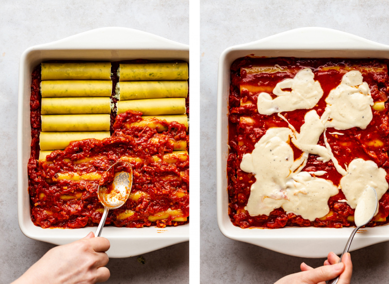 vegan cannelloni assembling