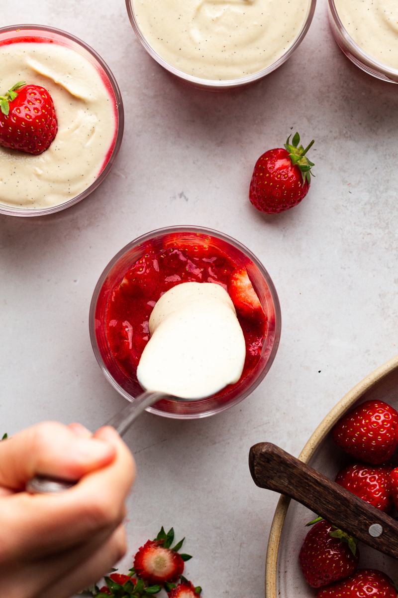 vegan cheesecake jars spooning