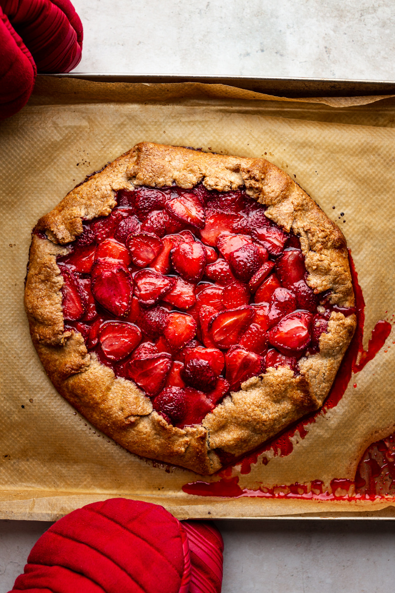 vegan strawberry galette baked